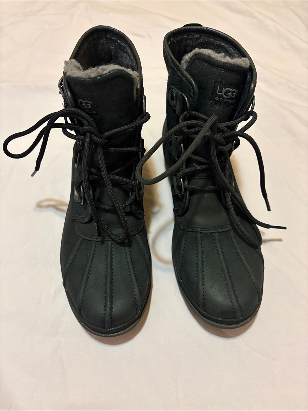 UGG Black Lace-Up Waterproof Women's Winter Boots